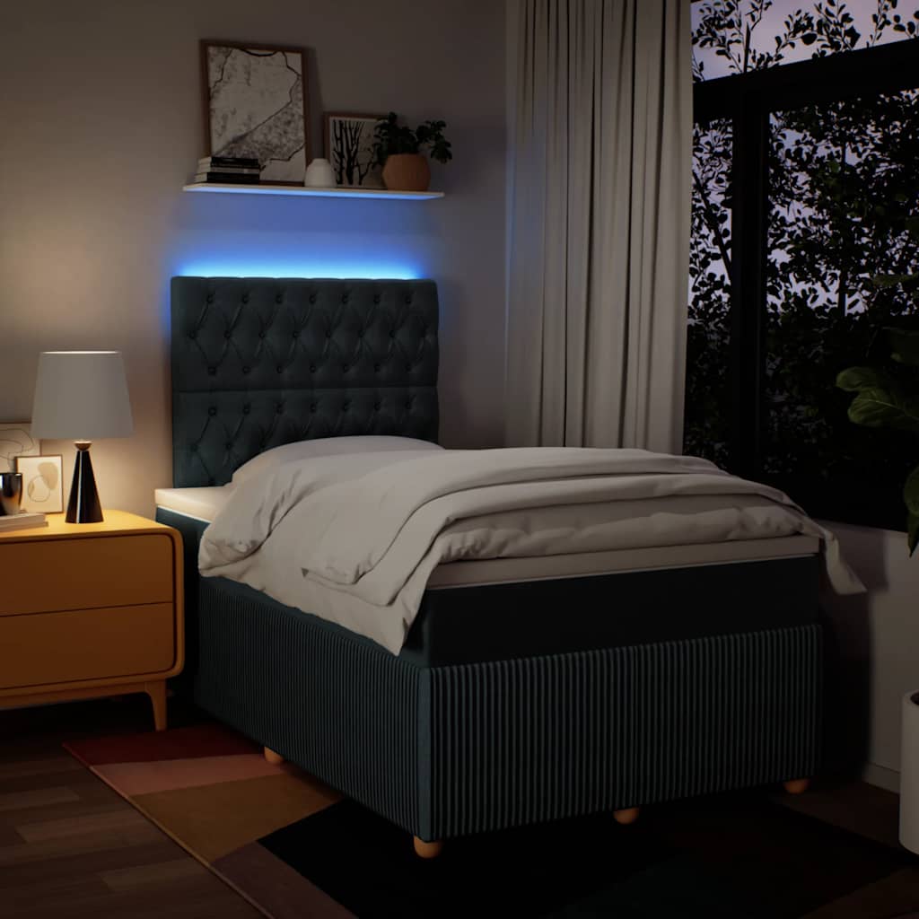 Sommier à lattes de lit avec matelas bleu 120x190 cm tissu - XIOS