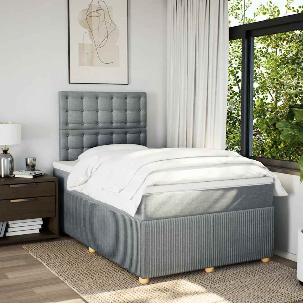 Sommier à lattes de lit et matelas gris clair 120x190 cm tissu - XIOS