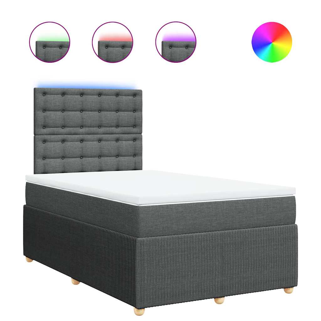 Sommier à lattes de lit avec matelas gris foncé 120x190cm tissu - XIOS