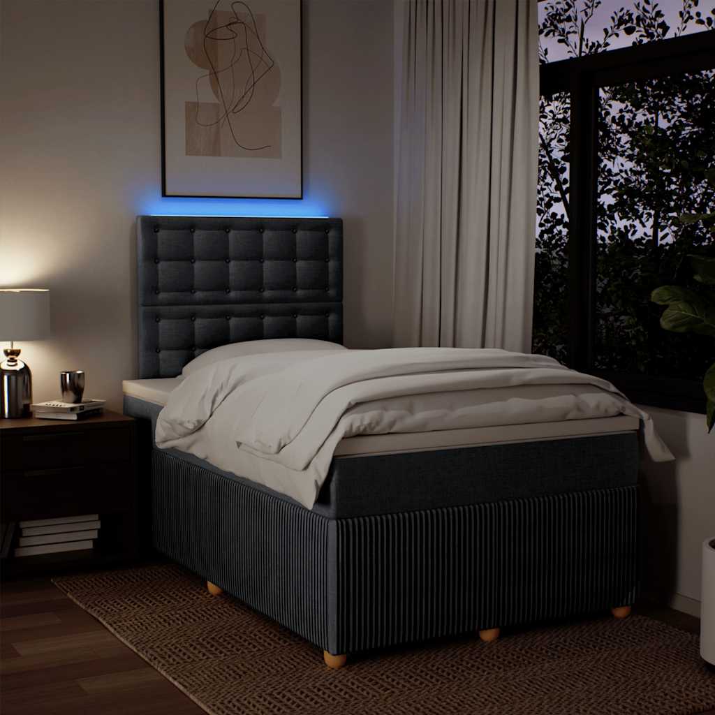 Sommier à lattes de lit avec matelas gris foncé 120x190cm tissu - XIOS
