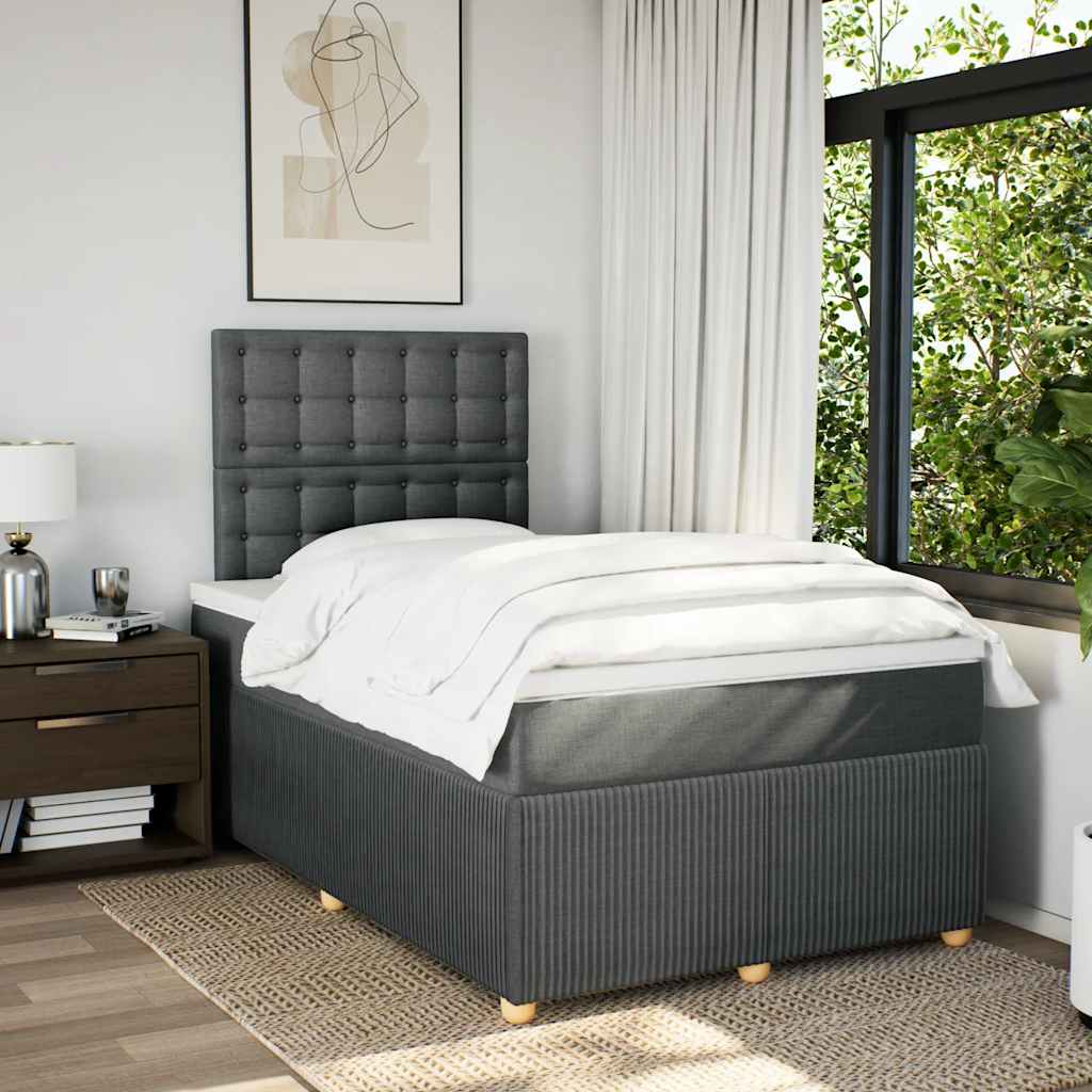 Sommier à lattes de lit avec matelas gris foncé 120x190cm tissu - XIOS