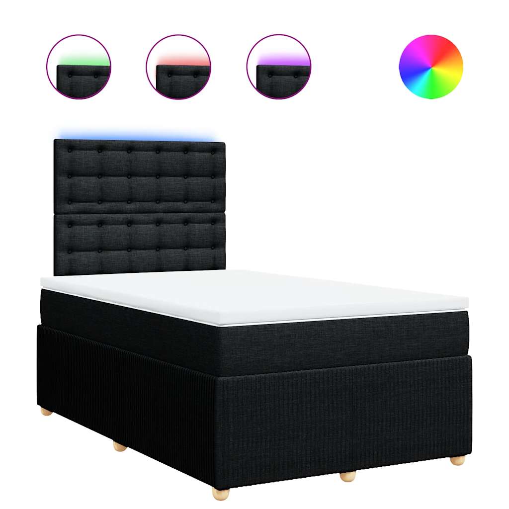 Sommier à lattes de lit avec matelas noir 120x190 cm tissu - XIOS