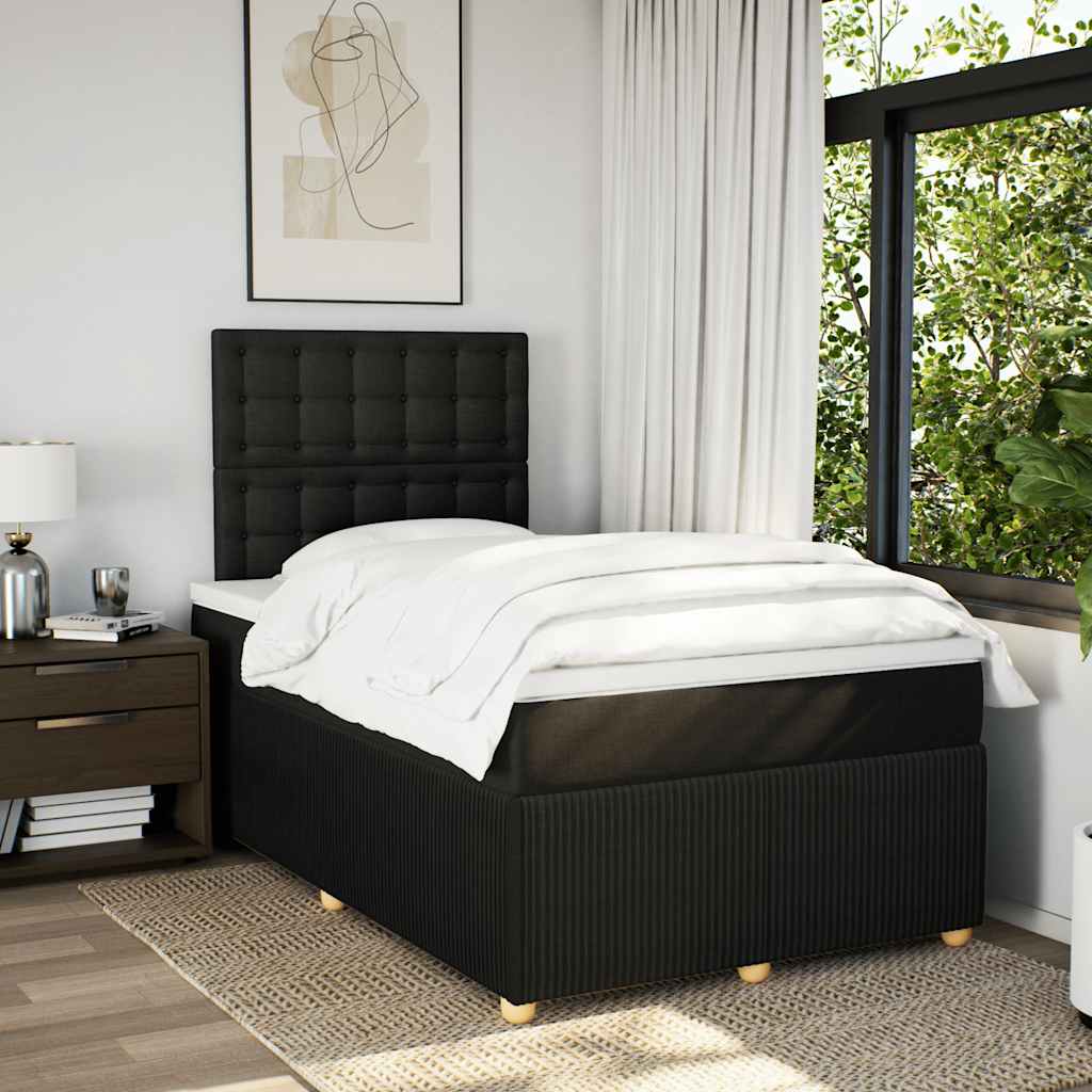 Sommier à lattes de lit avec matelas noir 120x190 cm tissu - XIOS