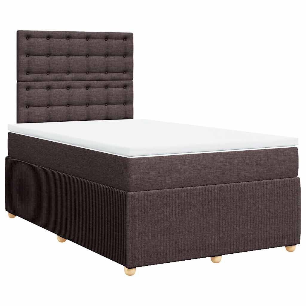 Sommier à lattes de lit et matelas marron foncé 120x190cm tissu - XIOS