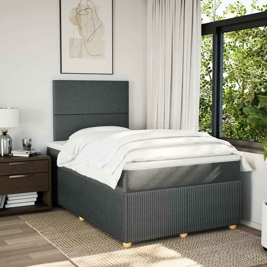 Sommier à lattes de lit avec matelas Gris foncé 120x200cm Tissu - XIOS