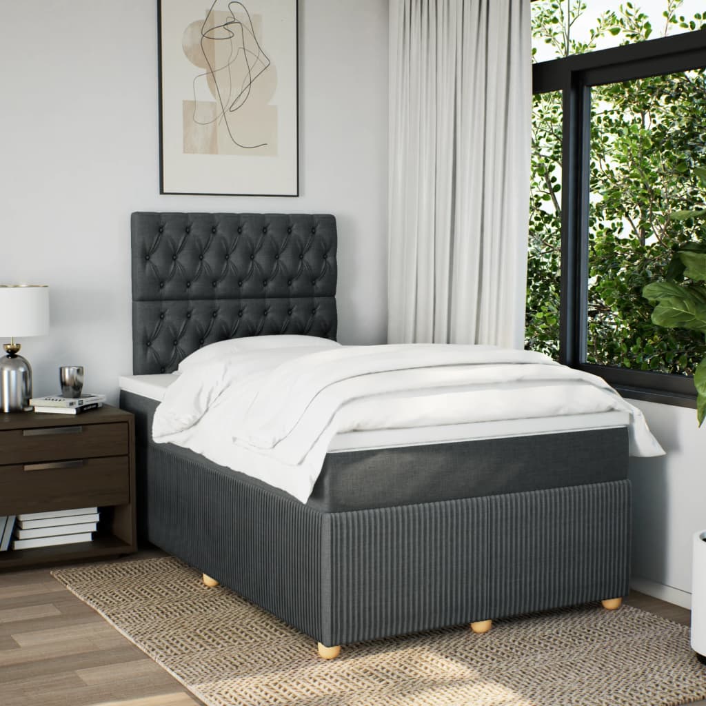 Sommier à lattes de lit avec matelas Gris foncé 120x200cm Tissu - XIOS