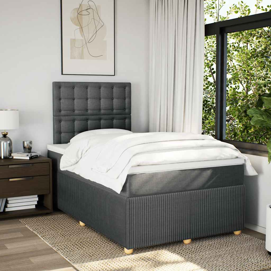 Sommier à lattes de lit avec matelas Gris foncé 120x200cm Tissu - XIOS