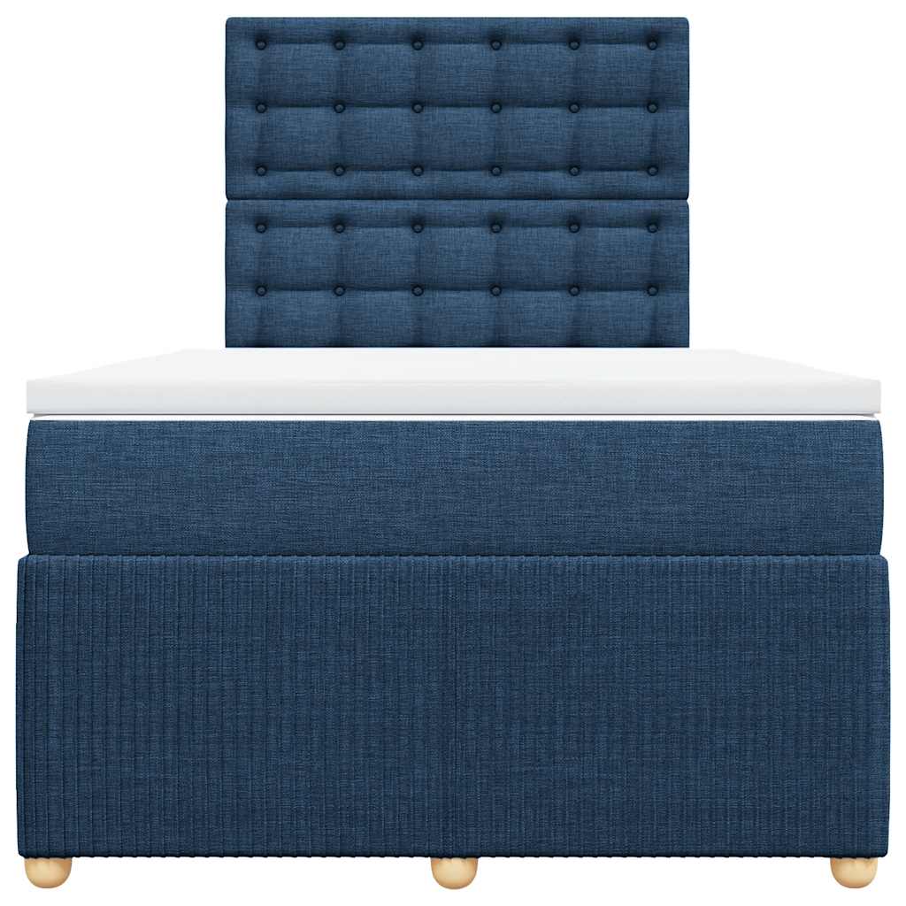 Sommier à lattes de lit avec matelas Bleu 120x200 cm Tissu