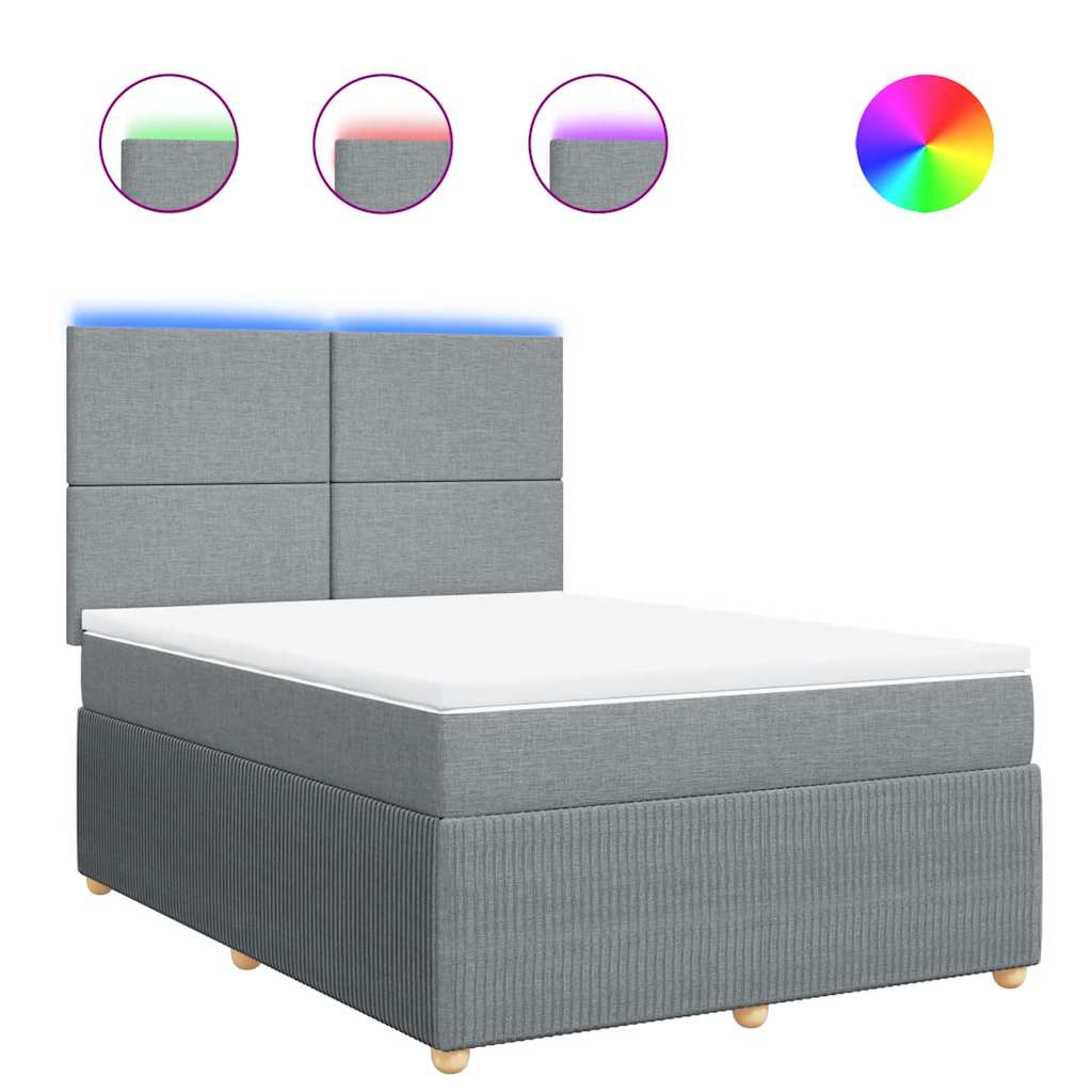 Sommier à lattes de lit avec matelas Gris clair 140x190cm Tissu