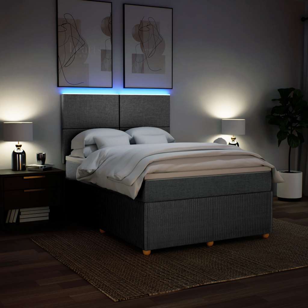 Sommier à lattes de lit avec matelas Gris clair 140x190cm Tissu