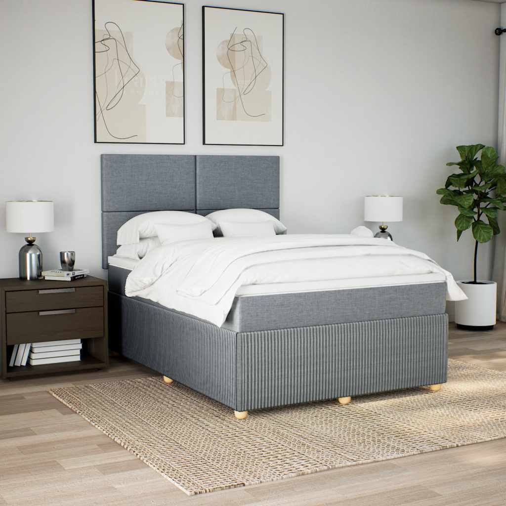 Sommier à lattes de lit avec matelas Gris clair 140x190cm Tissu - XIOS