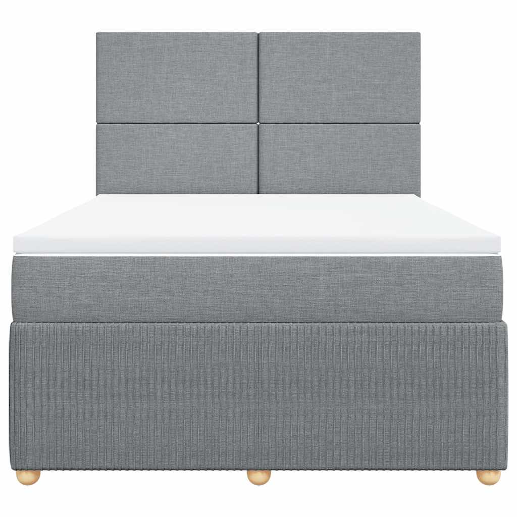 Sommier à lattes de lit avec matelas Gris clair 140x190cm Tissu