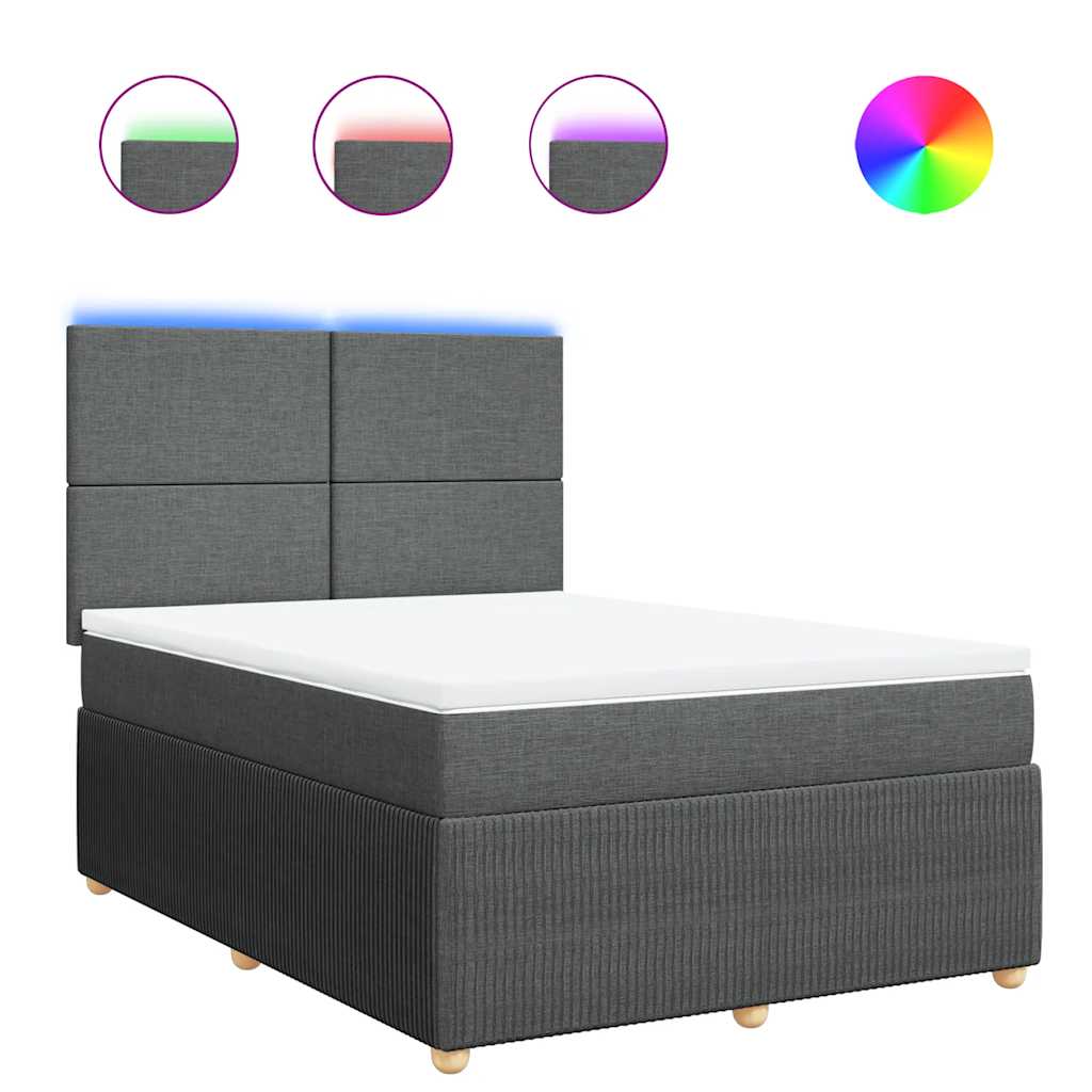Sommier à lattes de lit avec matelas Gris foncé 140x190cm Tissu - XIOS
