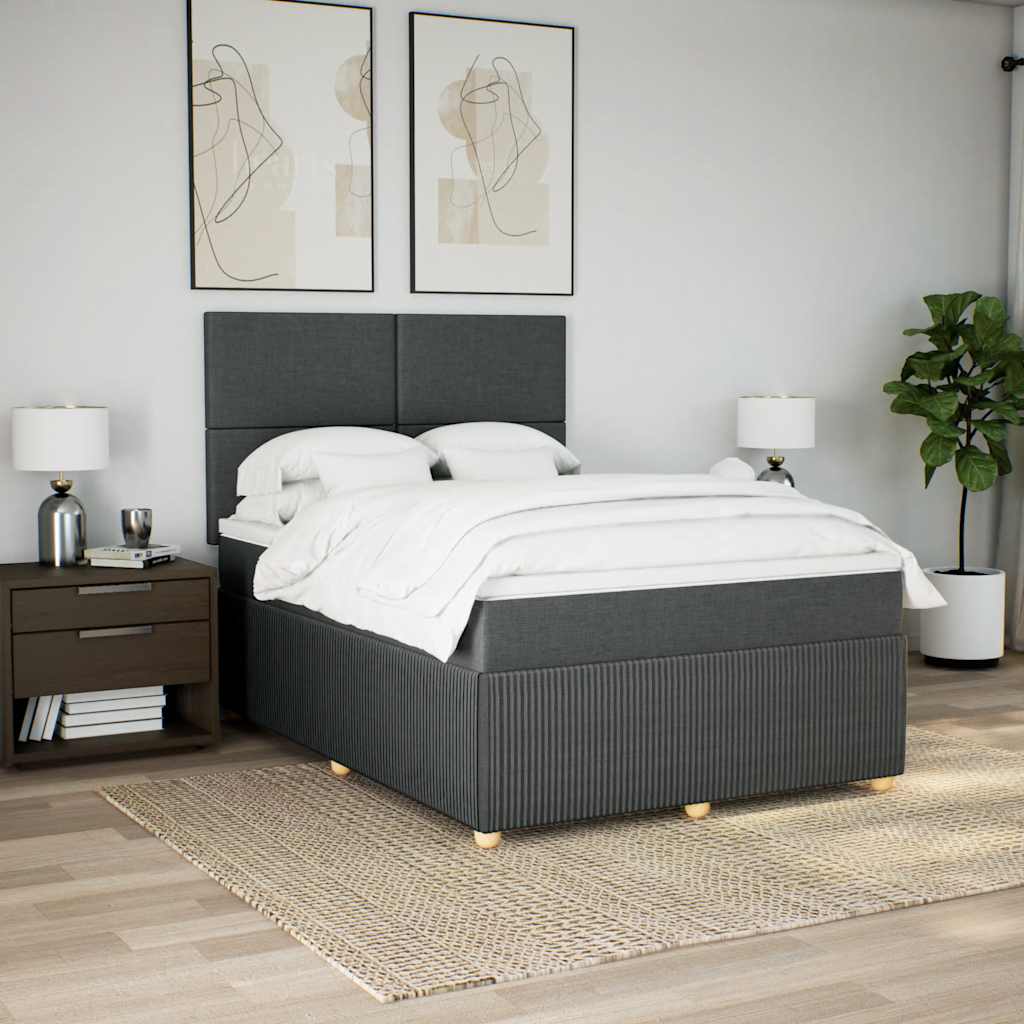 Sommier à lattes de lit avec matelas Gris foncé 140x190cm Tissu - XIOS
