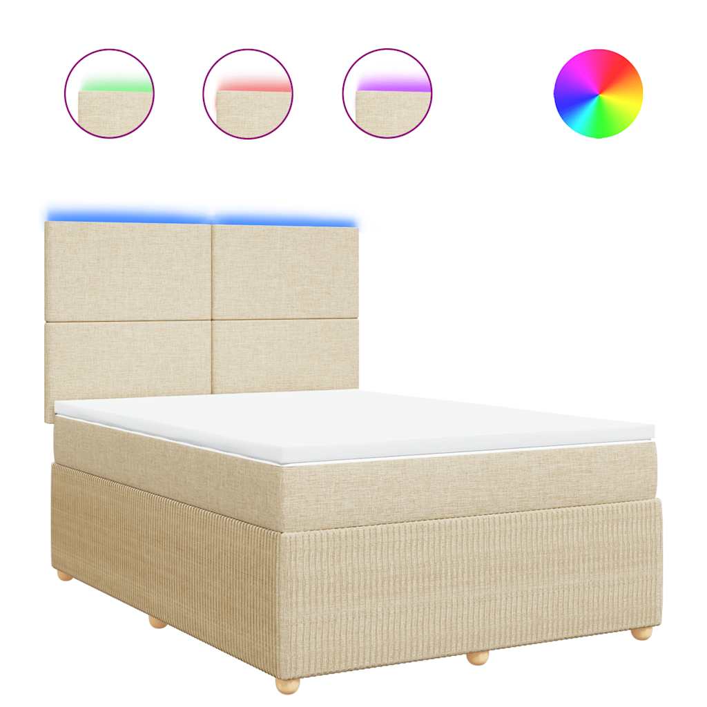 Sommier à lattes de lit avec matelas Crème 140x190 cm Tissu