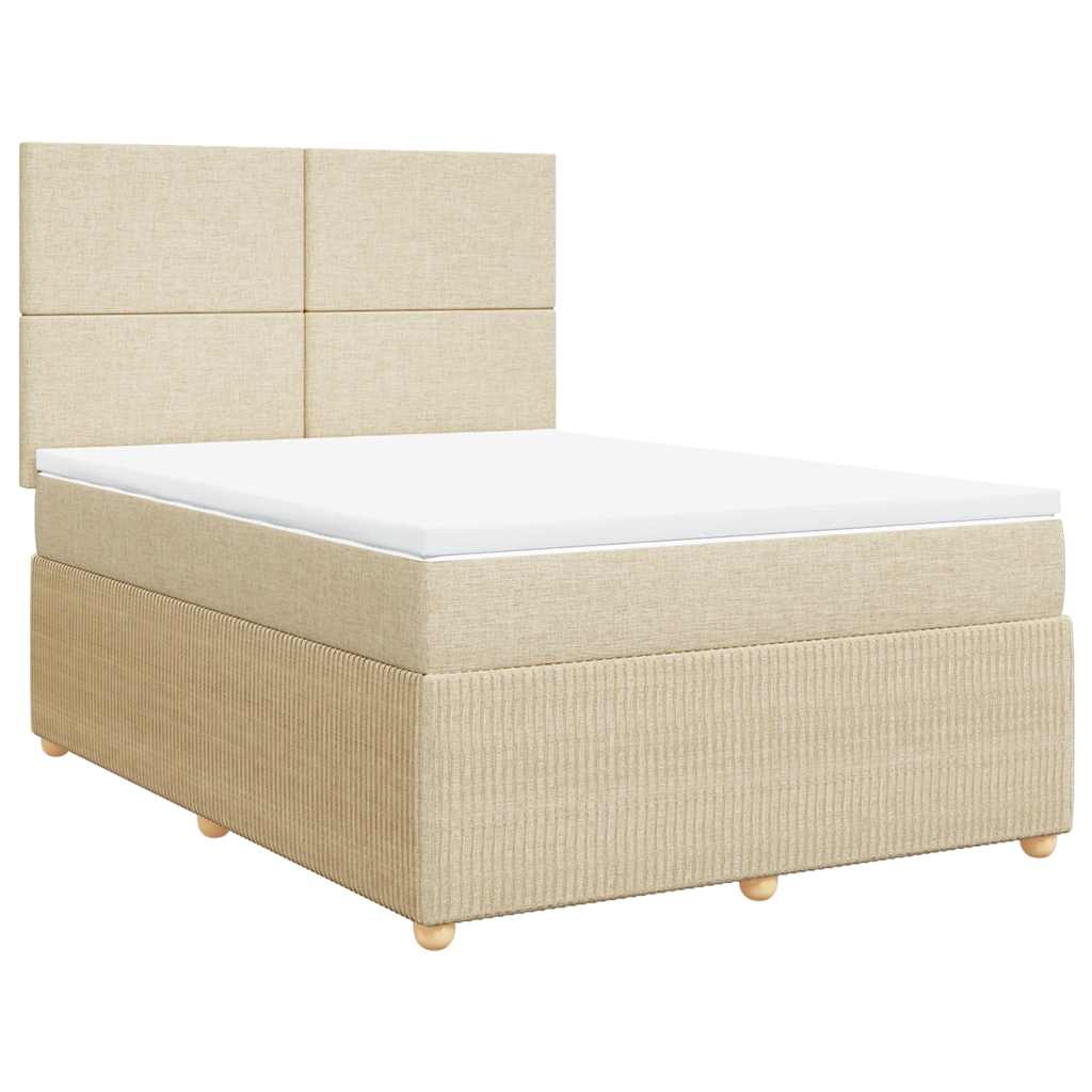 Sommier à lattes de lit avec matelas Crème 140x190 cm Tissu - XIOS