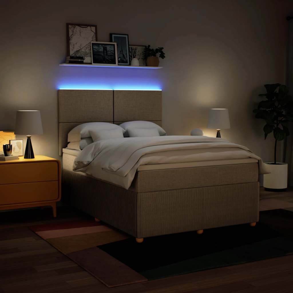 Sommier à lattes de lit avec matelas Crème 140x190 cm Tissu - XIOS