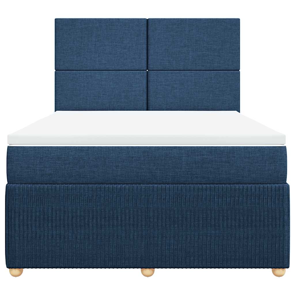 Sommier à lattes de lit avec matelas Bleu 140x190 cm Tissu - XIOS