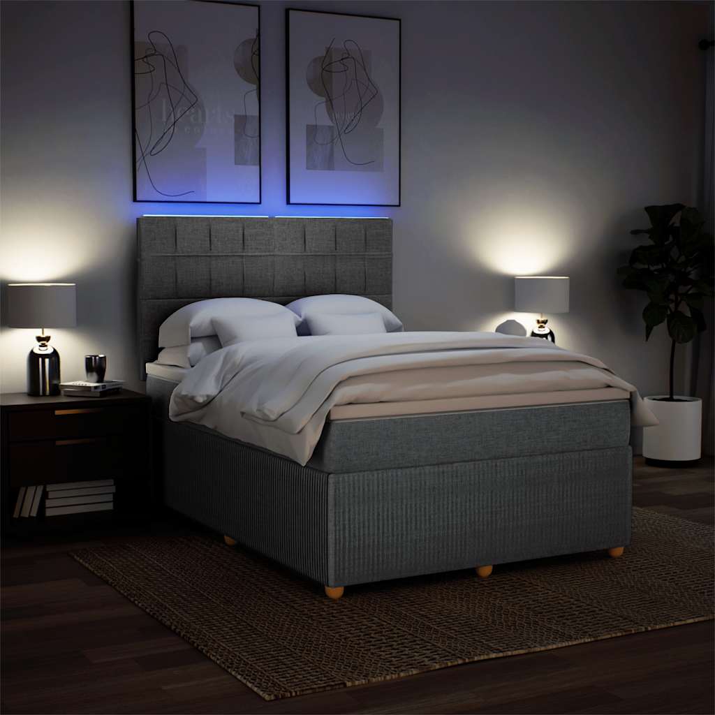 Sommier à lattes de lit avec matelas Gris clair 140x190cm Tissu - XIOS
