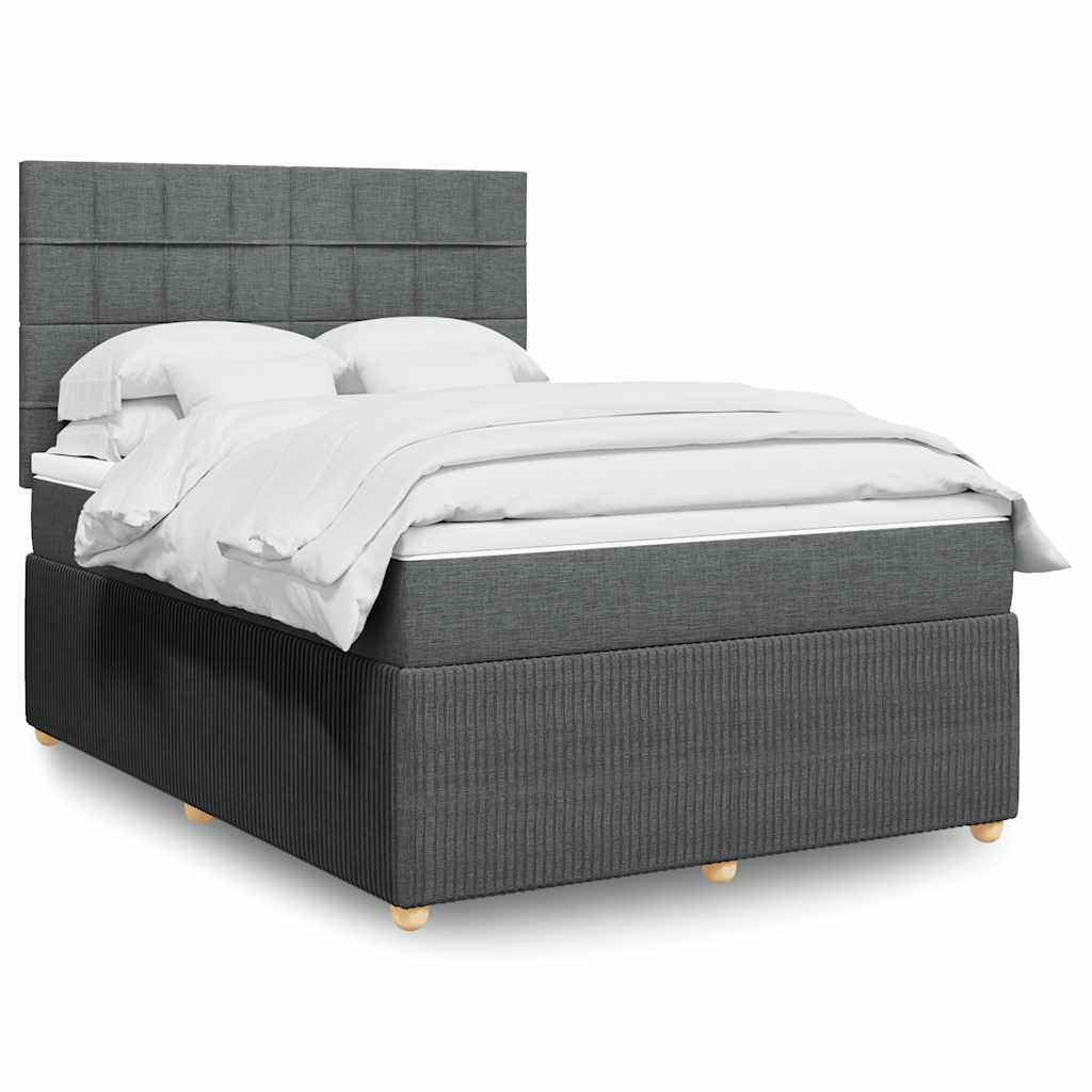 Sommier à lattes de lit avec matelas Gris foncé 140x190cm Tissu - XIOS