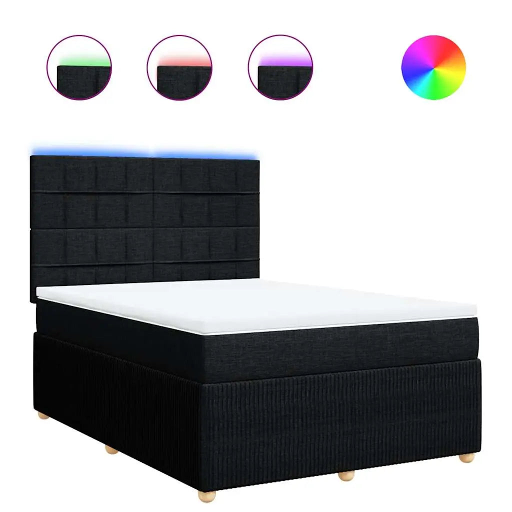 Sommier à lattes de lit avec matelas Noir 140x190 cm Tissu - XIOS