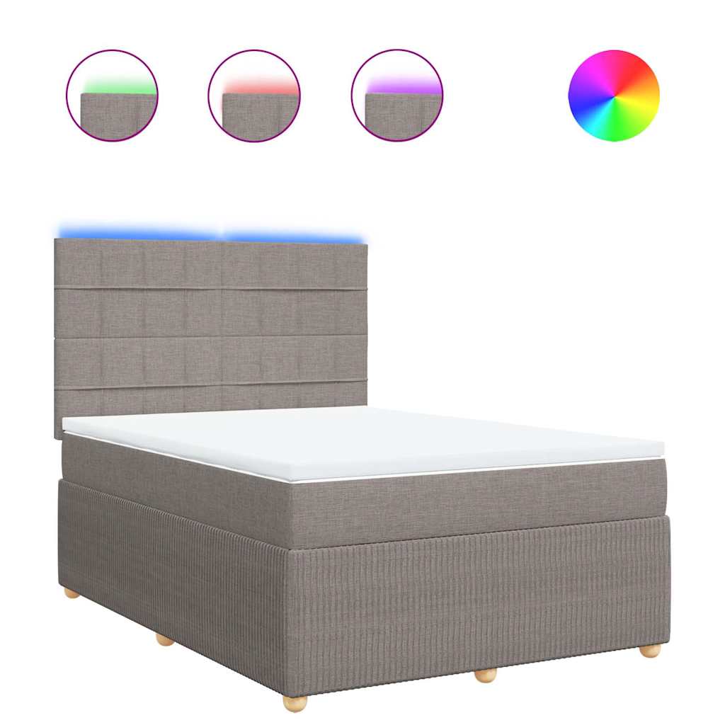 Sommier à lattes de lit avec matelas Taupe 140x190 cm Tissu - XIOS