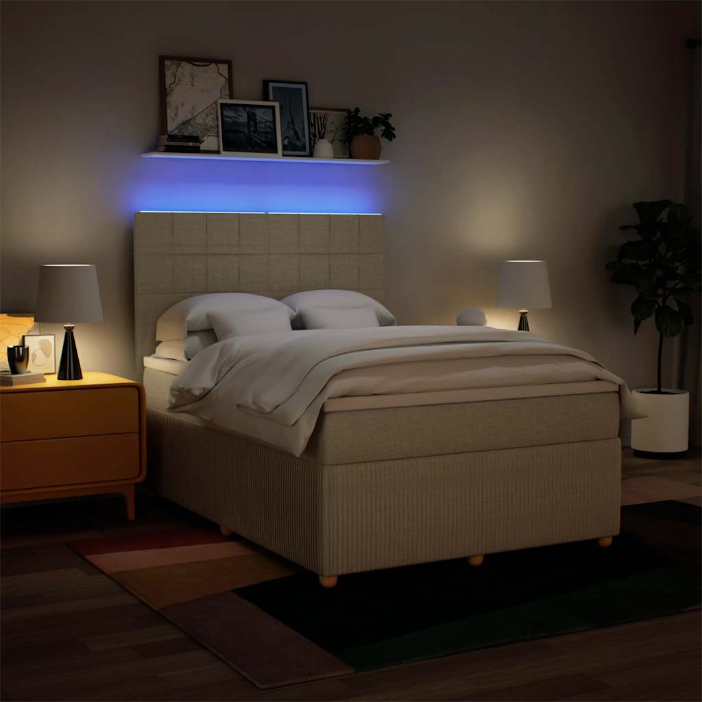 Sommier à lattes de lit avec matelas Crème 140x190 cm Tissu - XIOS