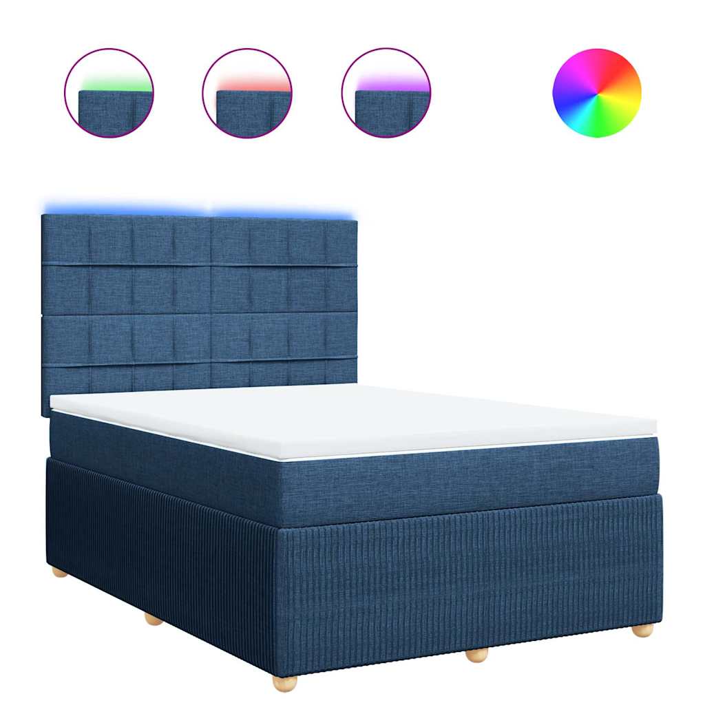 Sommier à lattes de lit avec matelas Bleu 140x190 cm Tissu - XIOS