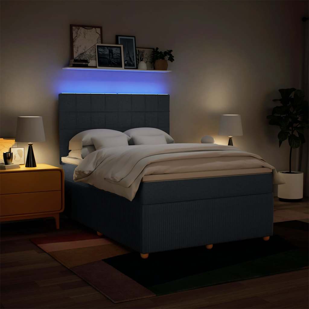 Sommier à lattes de lit avec matelas Bleu 140x190 cm Tissu - XIOS