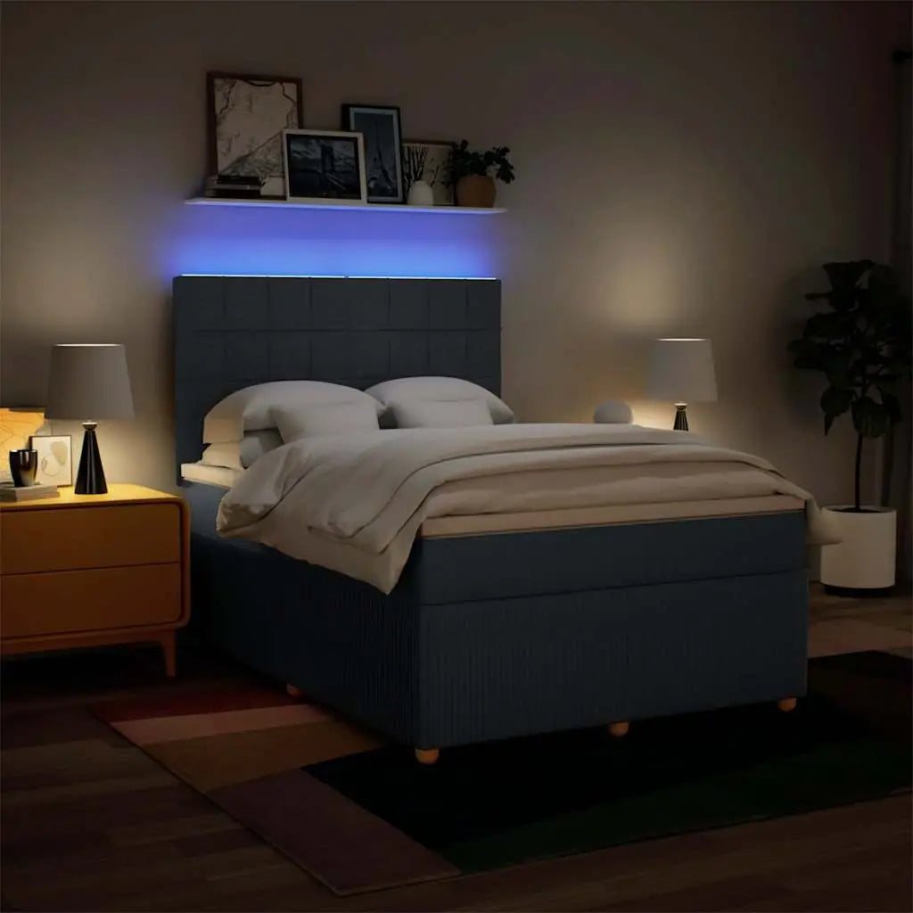 Sommier à lattes de lit avec matelas Bleu 140x190 cm Tissu - XIOS