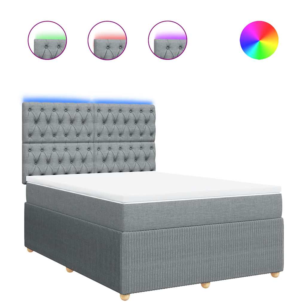 Sommier à lattes de lit avec matelas Gris clair 140x190cm Tissu - XIOS