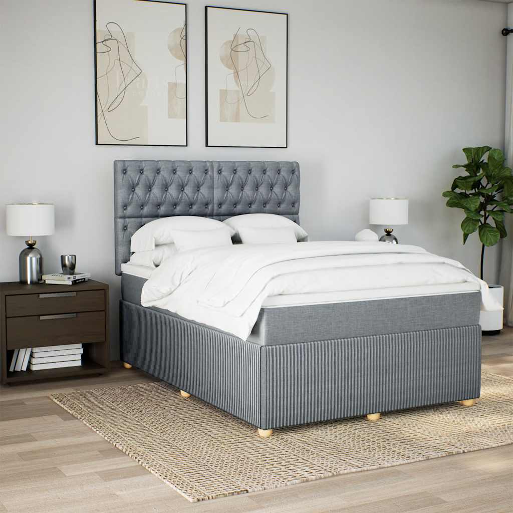 Sommier à lattes de lit avec matelas Gris clair 140x190cm Tissu - XIOS