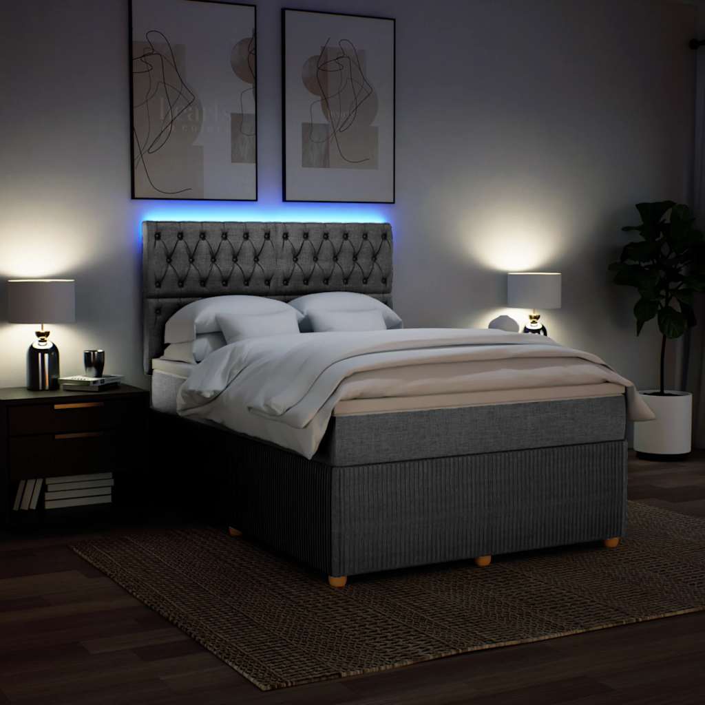 Sommier à lattes de lit avec matelas Gris clair 140x190cm Tissu - XIOS