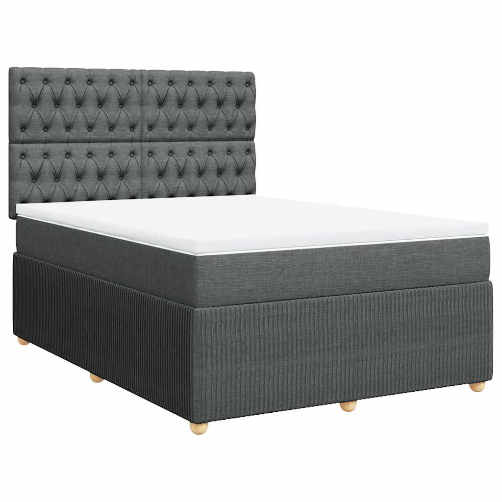 Sommier à lattes de lit avec matelas Gris foncé 140x190cm Tissu - XIOS