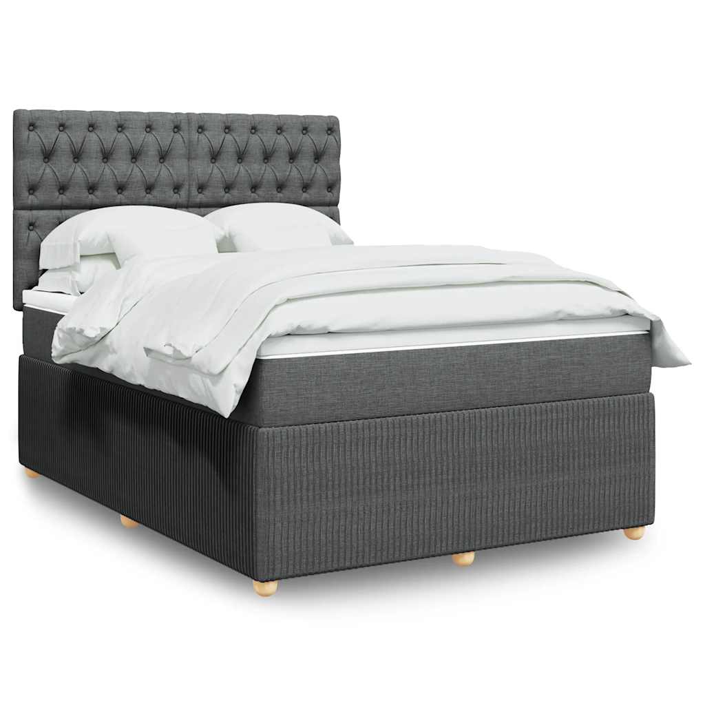 Sommier à lattes de lit avec matelas Gris foncé 140x190cm Tissu - XIOS