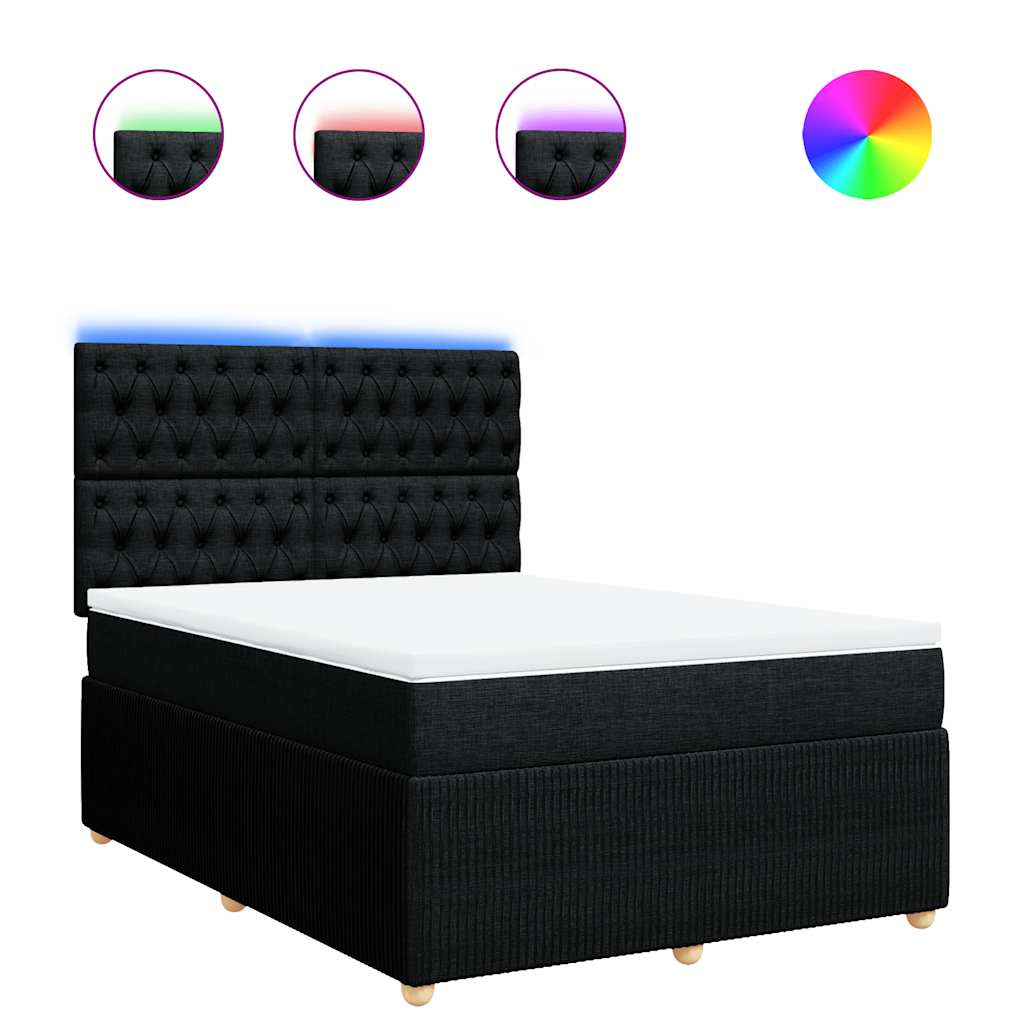 Sommier à lattes de lit avec matelas Noir 140x190 cm Tissu - XIOS