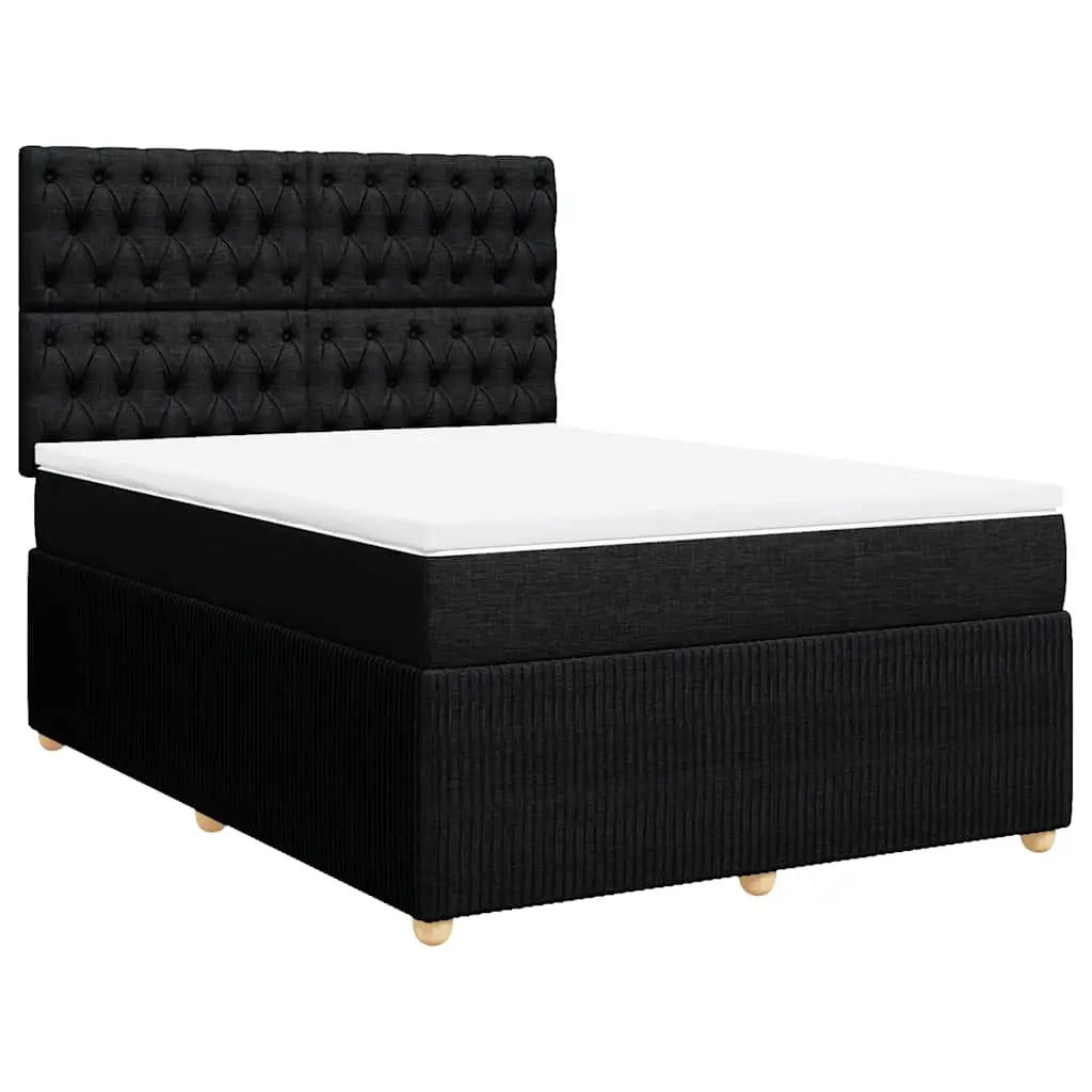 Sommier à lattes de lit avec matelas Noir 140x190 cm Tissu - XIOS
