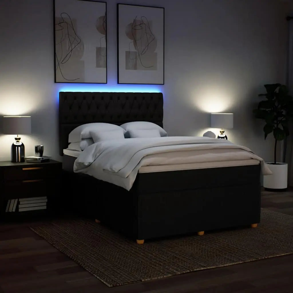 Sommier à lattes de lit avec matelas Noir 140x190 cm Tissu - XIOS