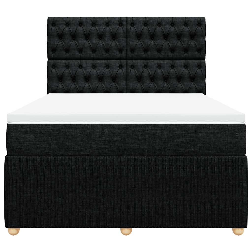 Sommier à lattes de lit avec matelas Noir 140x190 cm Tissu - XIOS