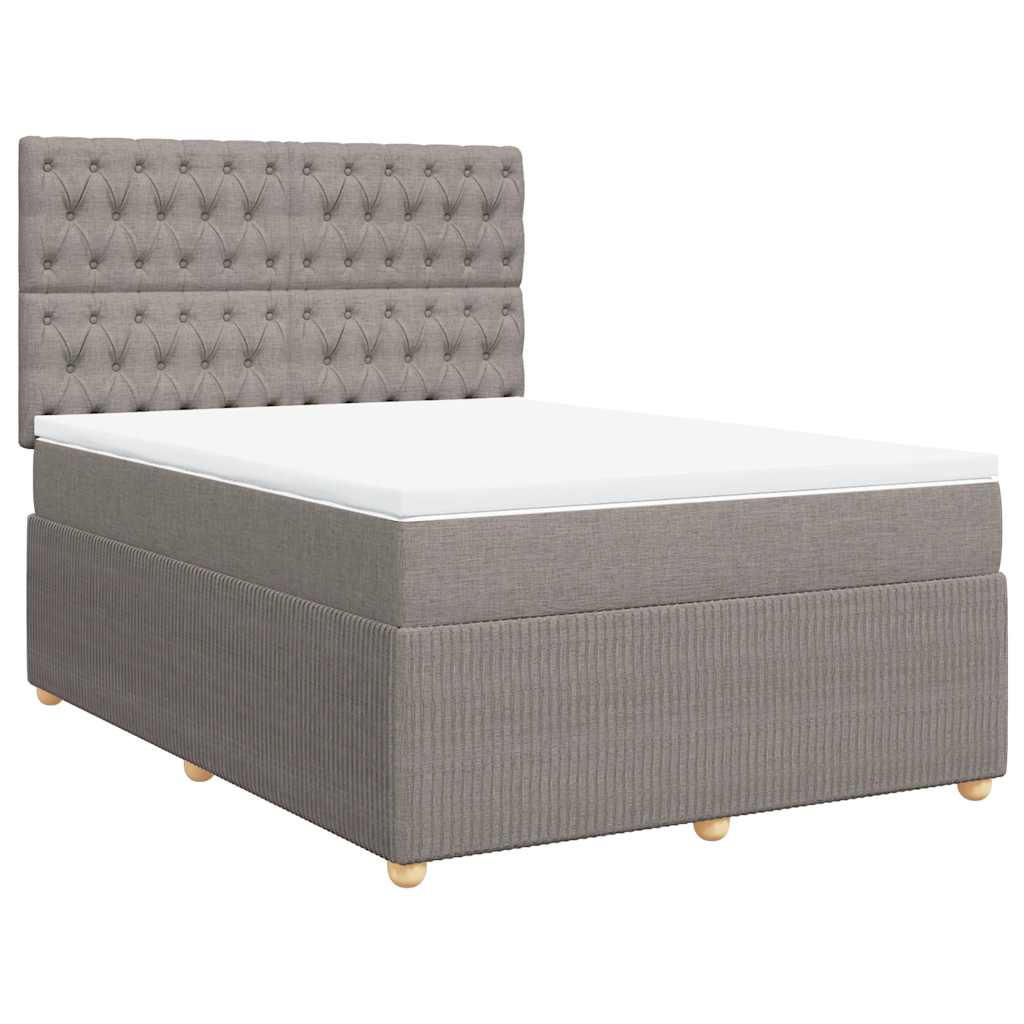 Sommier à lattes de lit avec matelas Taupe 140x190 cm Tissu - XIOS