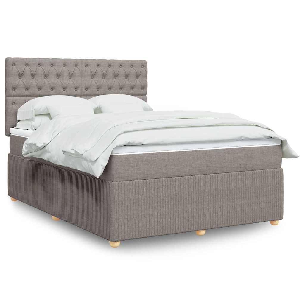 Sommier à lattes de lit avec matelas Taupe 140x190 cm Tissu - XIOS