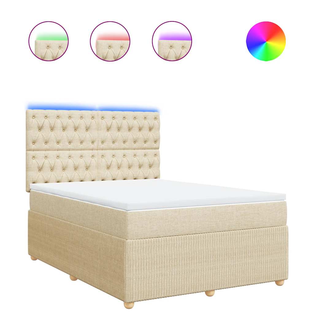 Sommier à lattes de lit avec matelas Crème 140x190 cm Tissu - XIOS