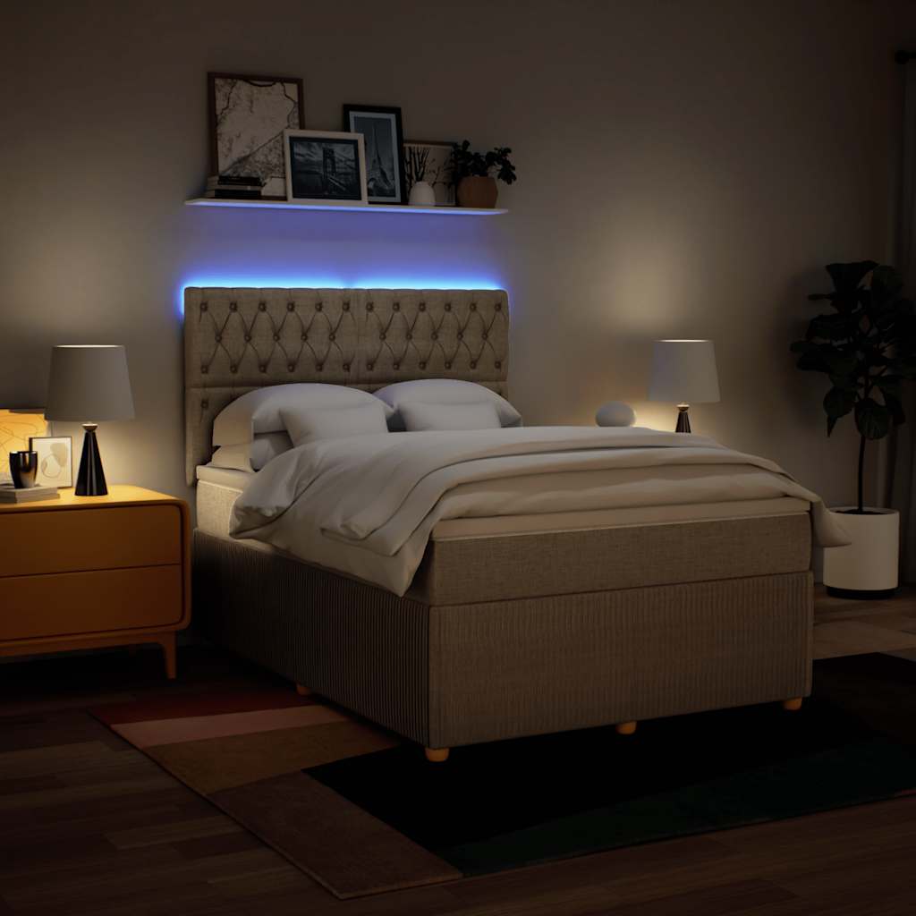 Sommier à lattes de lit avec matelas Crème 140x190 cm Tissu - XIOS