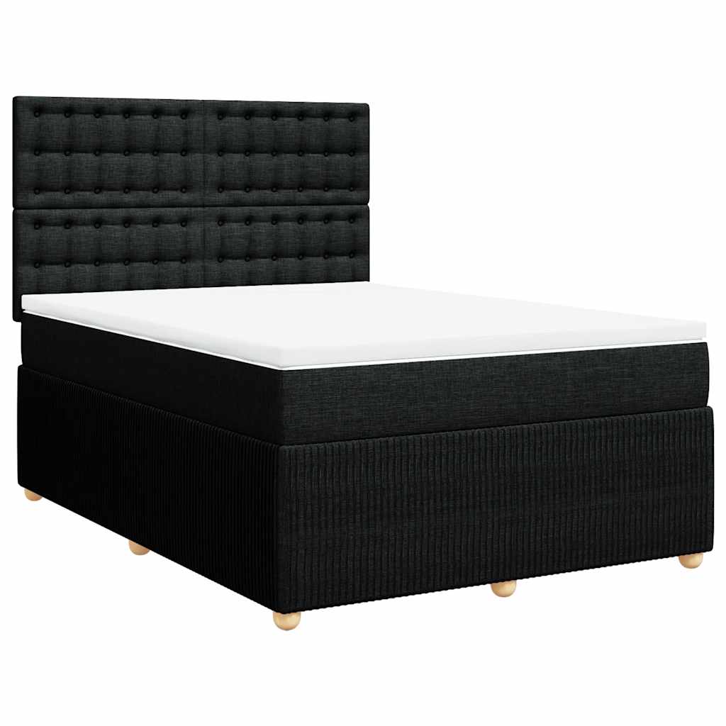 Sommier à lattes de lit avec matelas Noir 140x190 cm Tissu - XIOS