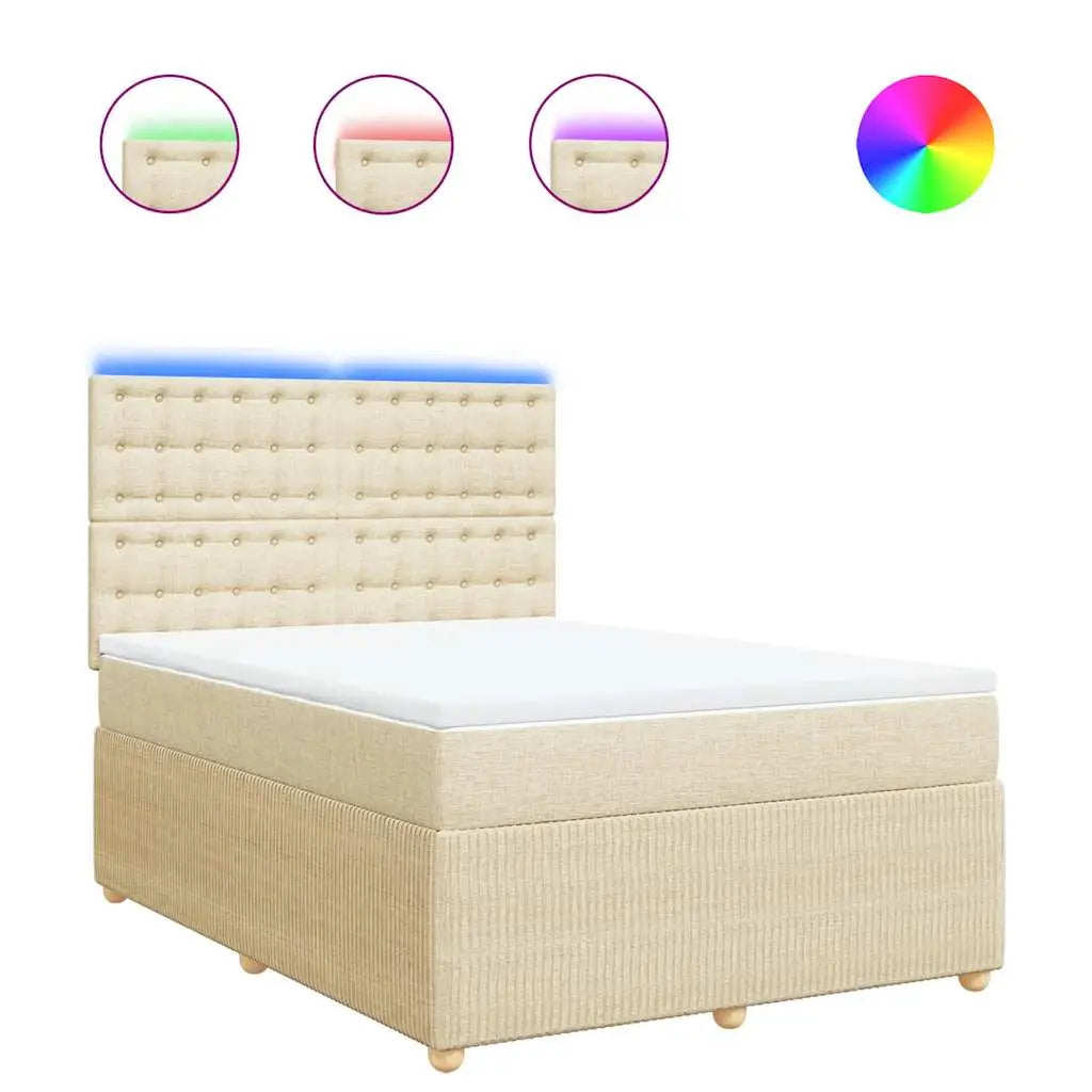 Sommier à lattes de lit avec matelas Crème 140x190 cm Tissu - XIOS