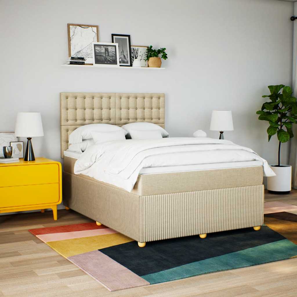 Sommier à lattes de lit avec matelas Crème 140x190 cm Tissu - XIOS