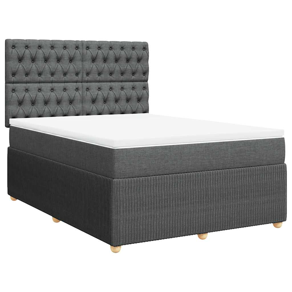 Sommier à lattes de lit avec matelas Gris foncé 140x200cm Tissu - XIOS