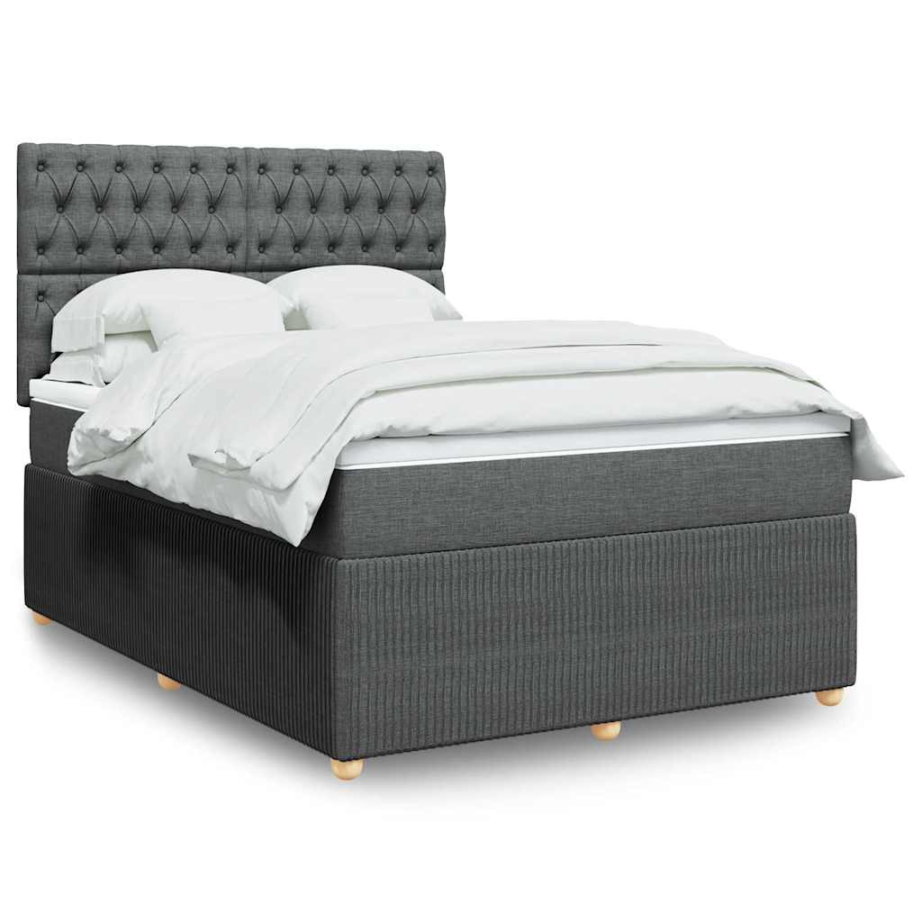 Sommier à lattes de lit avec matelas Gris foncé 140x200cm Tissu - XIOS