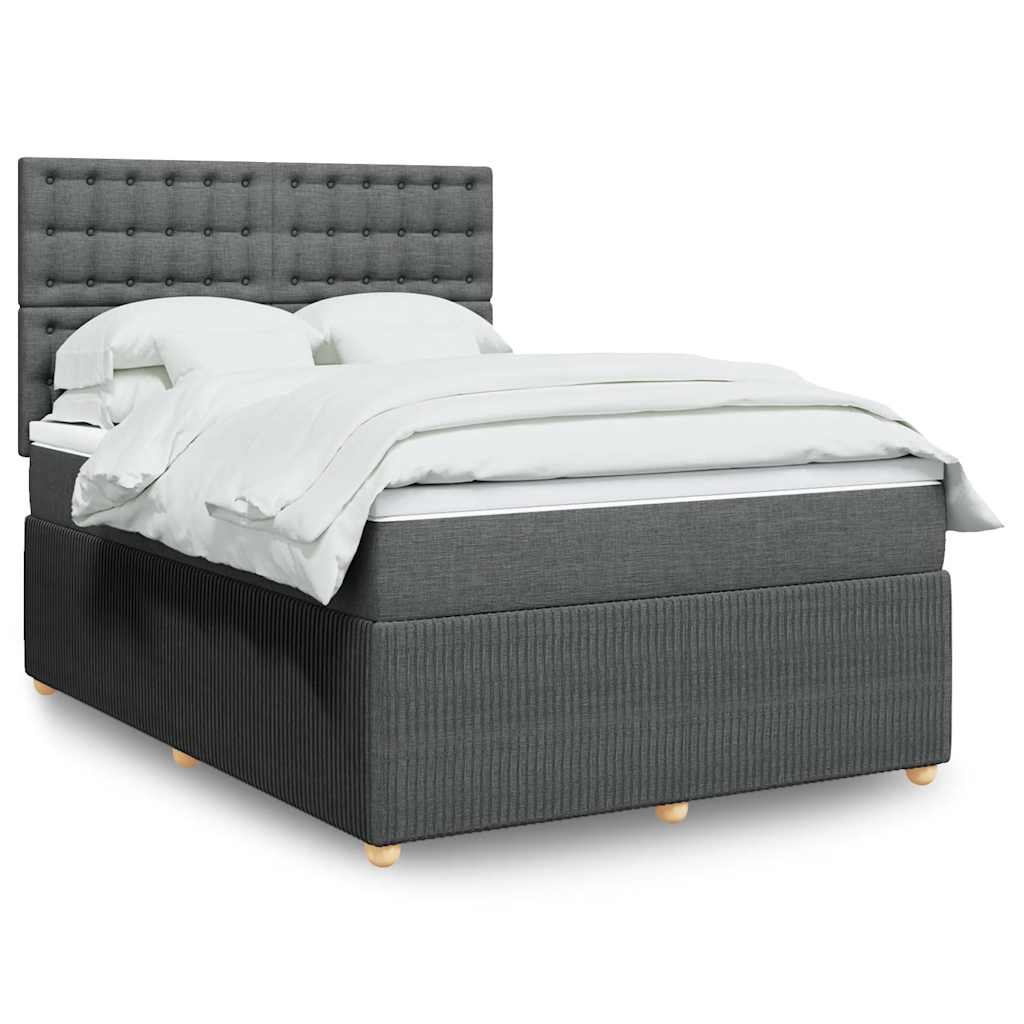 Sommier à lattes de lit avec matelas Gris foncé 140x200cm Tissu - XIOS