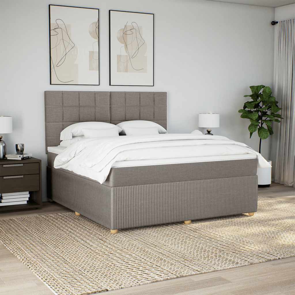 Sommier à lattes de lit avec matelas Taupe 180x200 cm Tissu - XIOS
